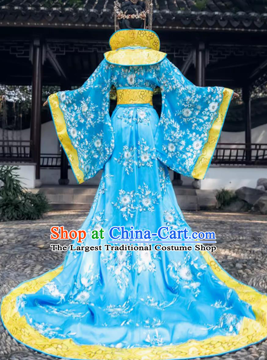 Traditional Hanfu Online Shop Blue Tang Dynasty Princess Wide Sleeve Large Size Dress Ancient Chinese Empress Clothing