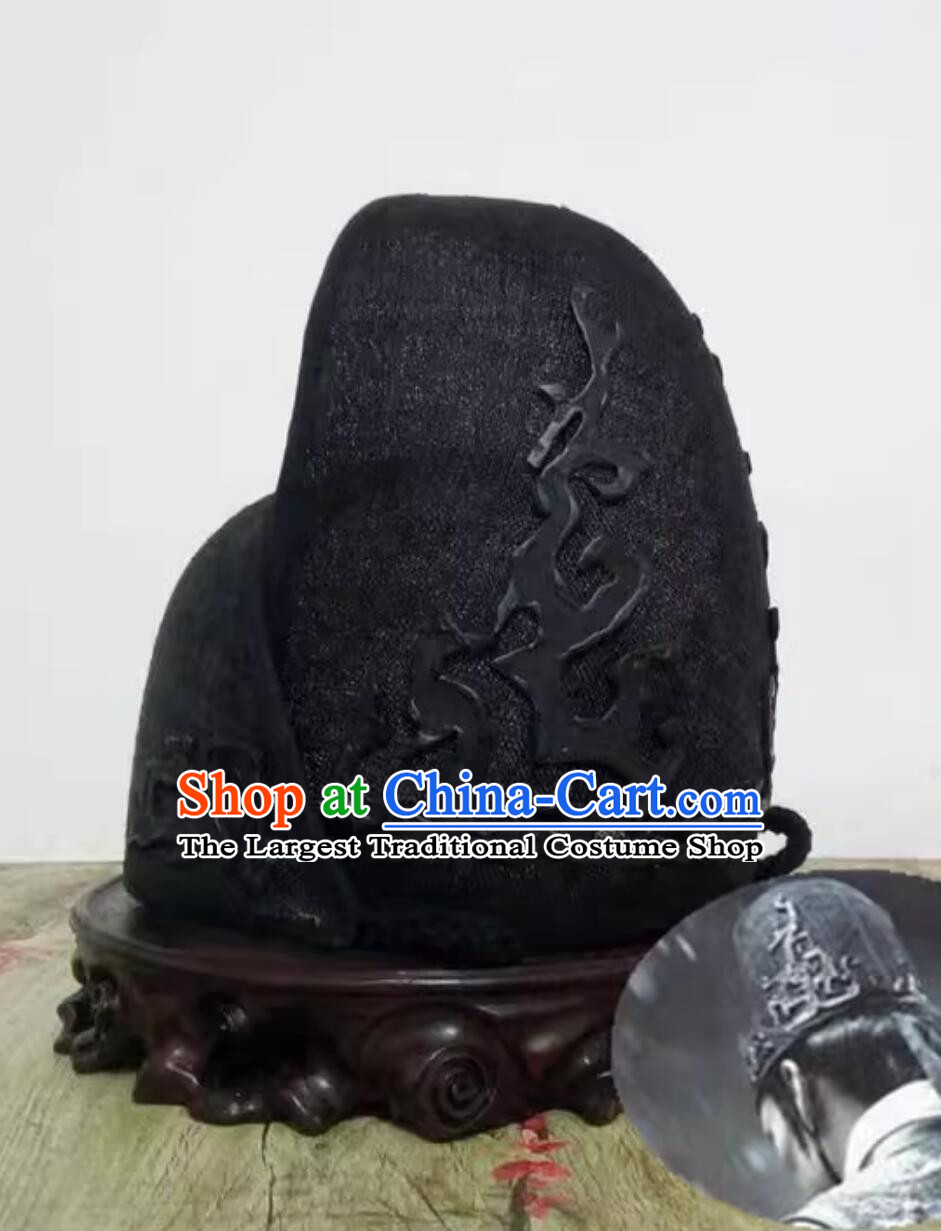 China Ancient Imperial Guard Black Hat Handmade Brotherhood of Blades Ming Dynasty Headwear