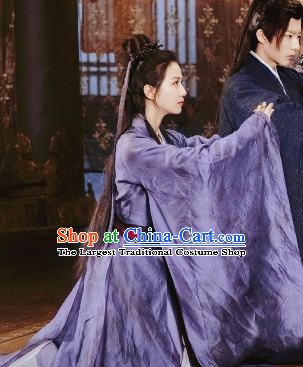 TV Series A Journey To Love Female Assassin Ren Ru Yi Purple Dress China Ancient Super Heroine Clothing