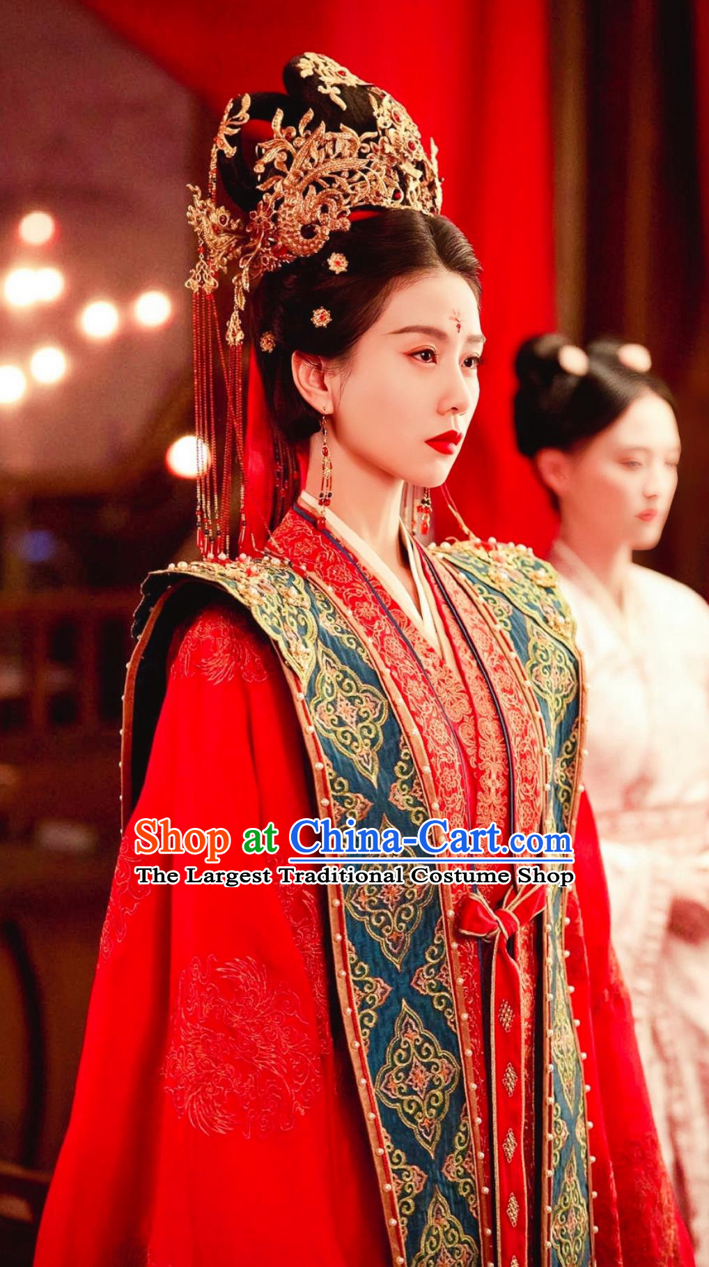 China Traditional Wedding Costume  TV Series A Journey To Love Swordswoman Ren Ru Yi Red Dress Ancient Bride Clothing