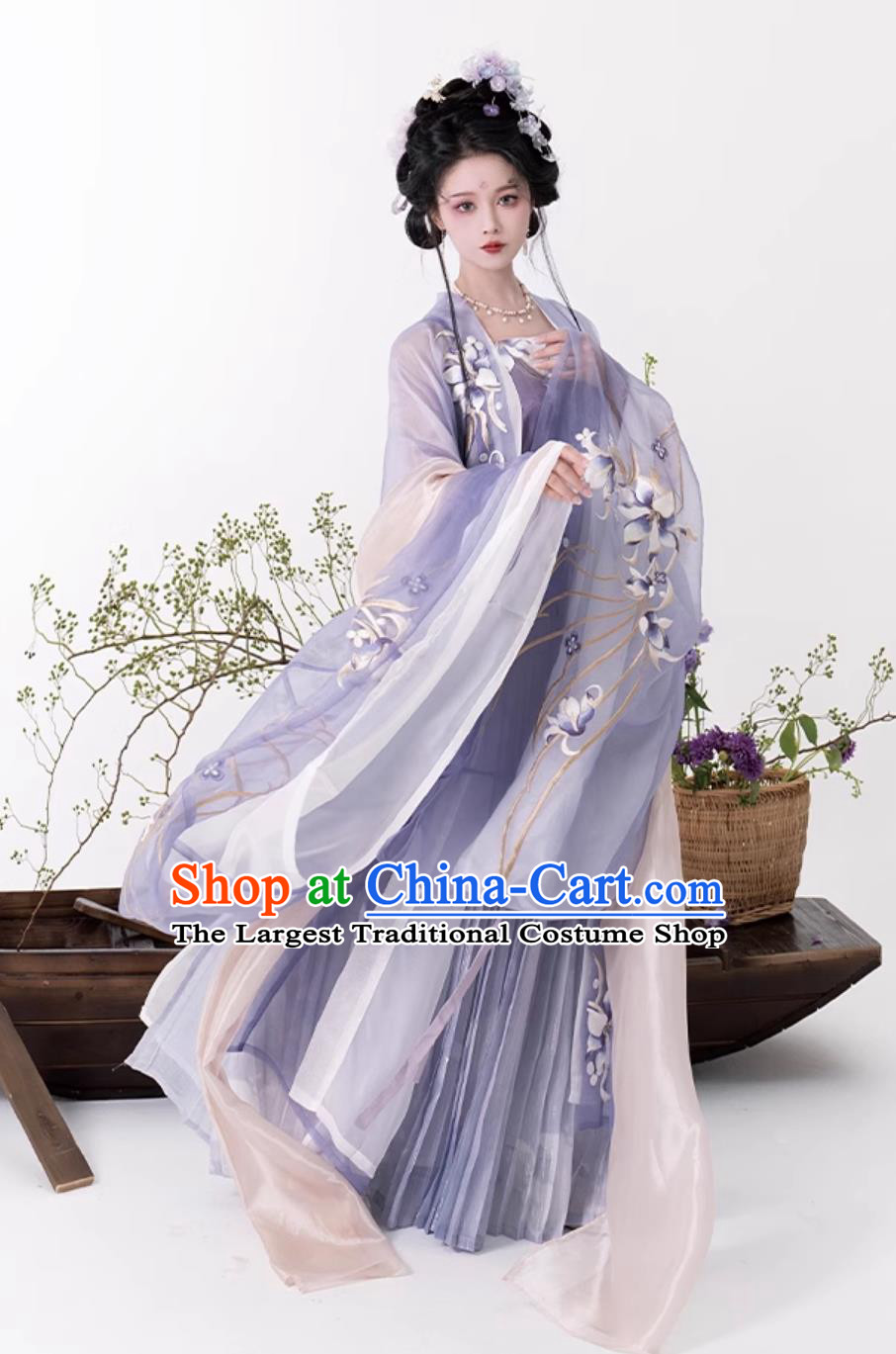 China Ancient Princess Clothing Traditional Hanfu Song Dynasty Woman Purple Dress