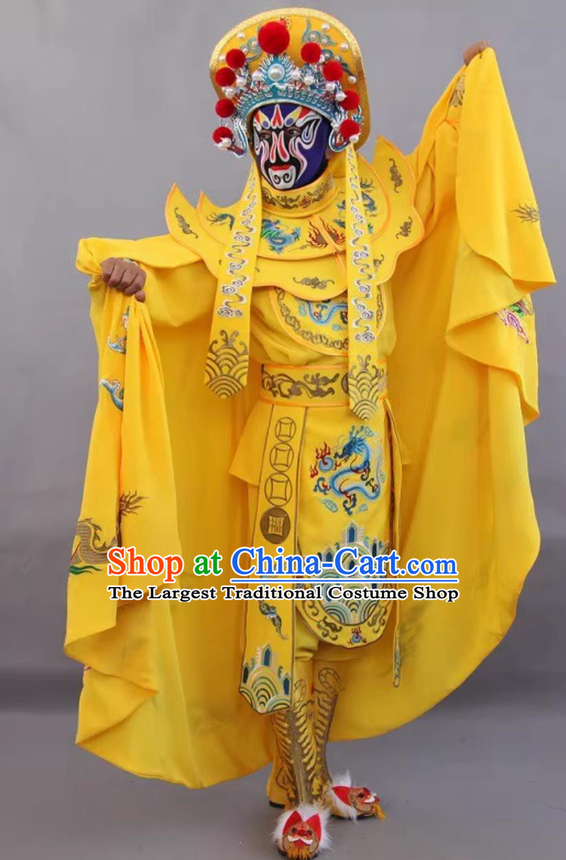 Yellow China Sichuan Opera Face Changing Clothing Stage Magic Performance Outfit Bian Lian Embroidered Costume