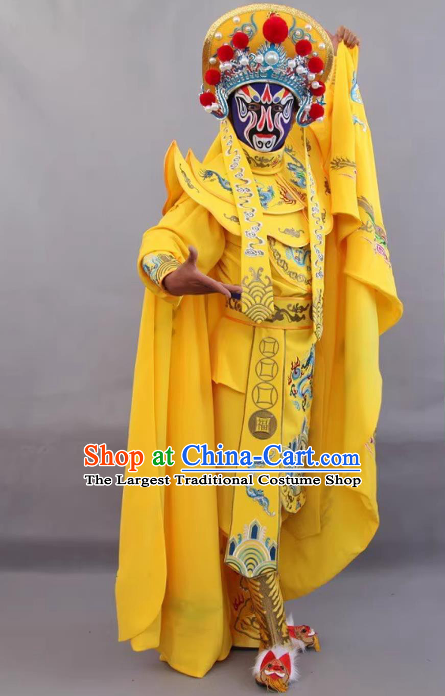 Yellow China Sichuan Opera Face Changing Clothing Stage Magic Performance Outfit Bian Lian Embroidered Costume