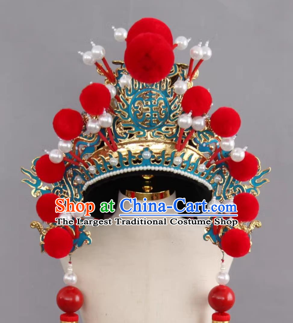 China Stage Magic Performance Helmet Sichuan Face Changing Red Hat Traditional Handmade Opera Headwear