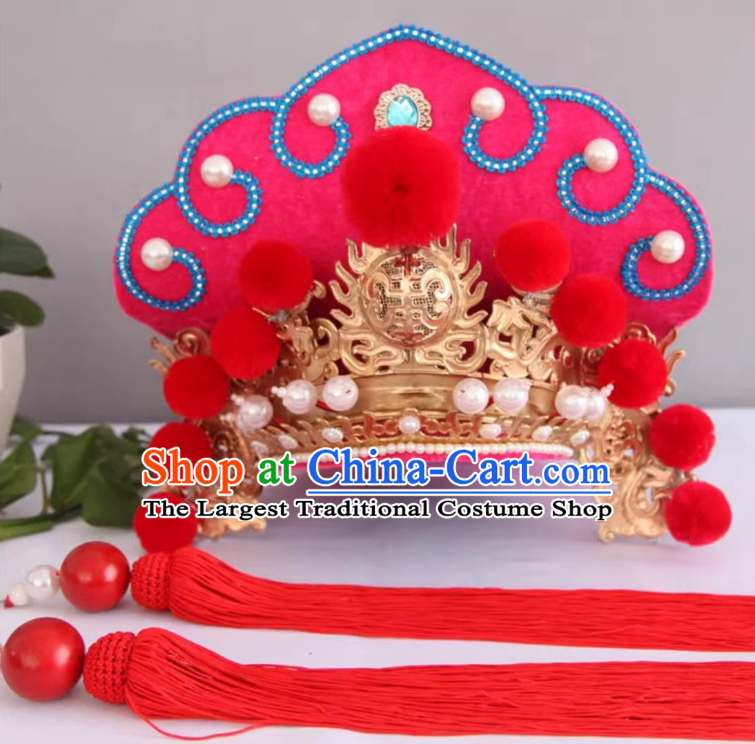 Handmade Magic Show Helmet Pink China Sichuan Opera Face Changing Hat Top Bian Lian Performance Headwear