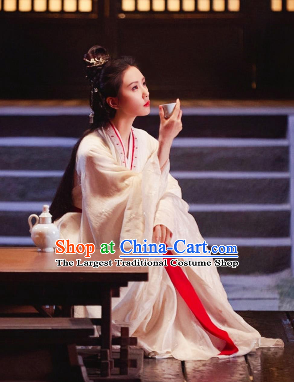 Ancient Chinese Princess Costume China  Wuxia TV Series A Journey To Love Swordswoman Ren Ru Yi White Dress
