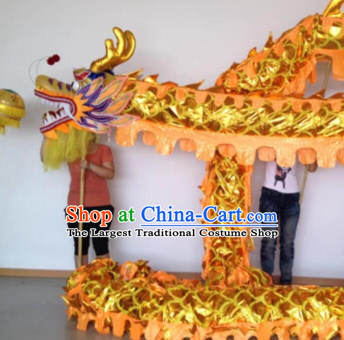 Handmade 10 Meters Dancing Dragon Traditional Chinese Golden Dragon Costumes Complete Set