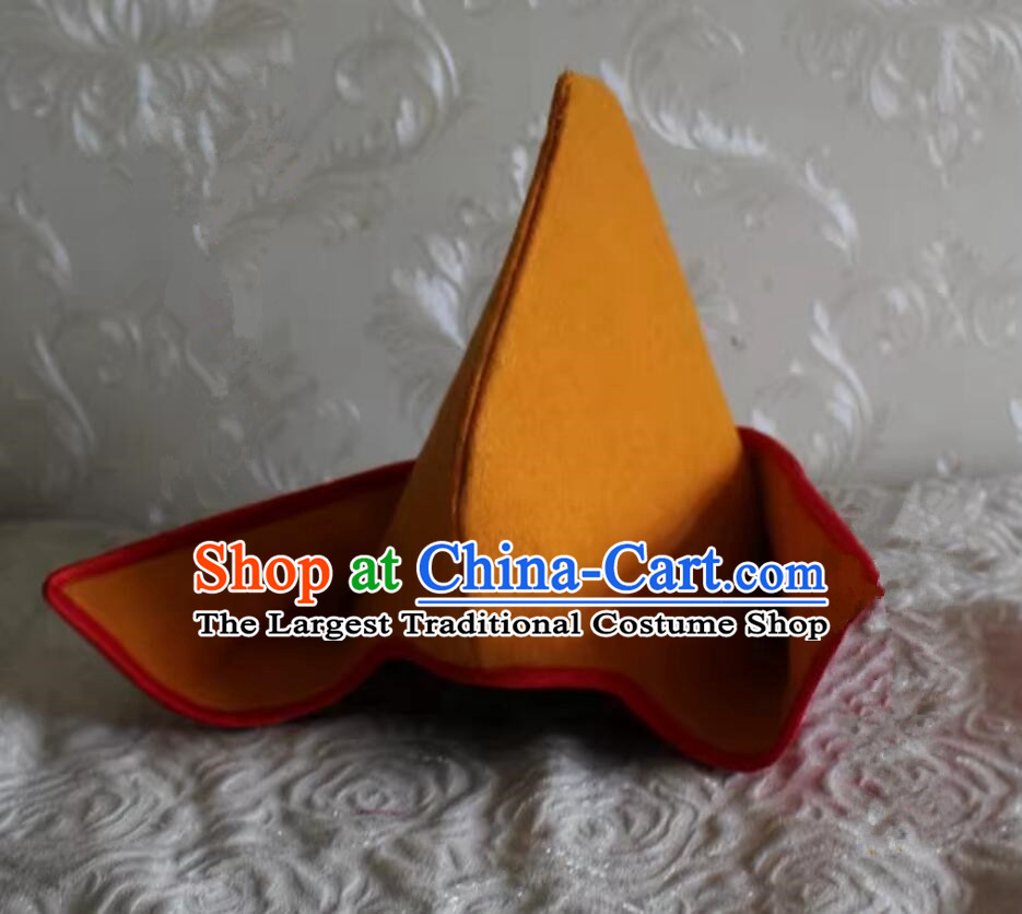 Handmade China Xizang Lama Headwear Traditional Tibetan Monk Woolen Hat