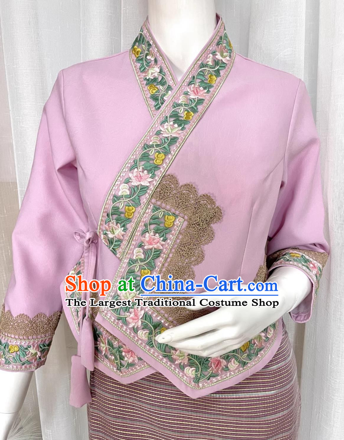 Thailand Traditional Pink Shirt and Skirt China Dai Ethnic Water Splashing Festival Set Xishuangbanna National Minority Clothing