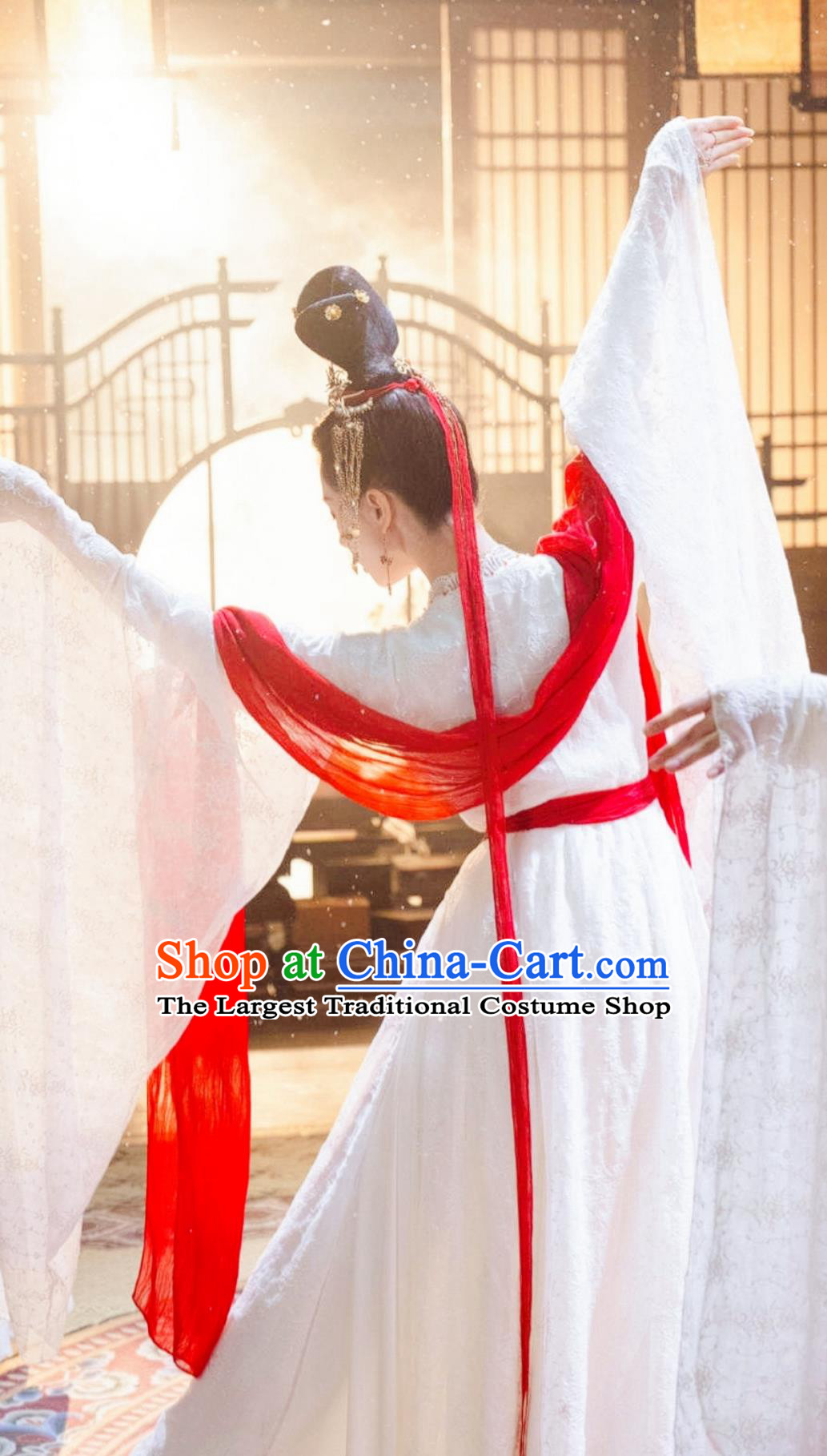 Ancient China Tang Dynasty Dance Lady Costume  Wuxia TV Series A Journey To Love Ren Ru Yi White Dress