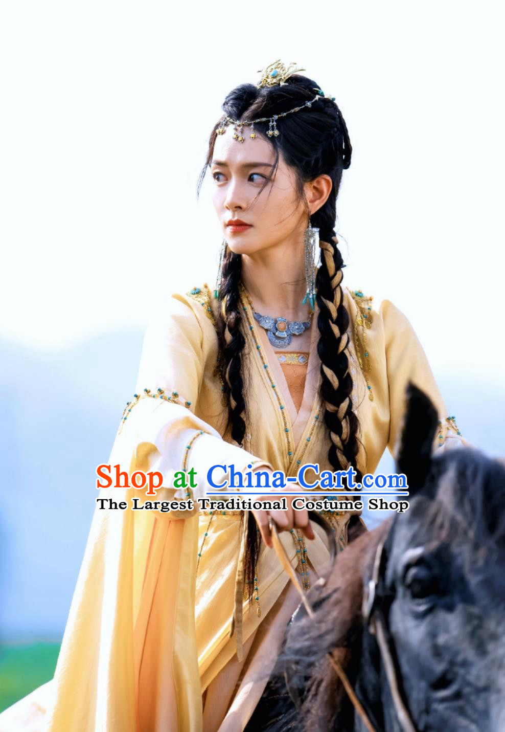 Ancient China Princess Costumes  Wuxia TV Series A Journey To Love Young Lady Chu Yue Yellow Dress