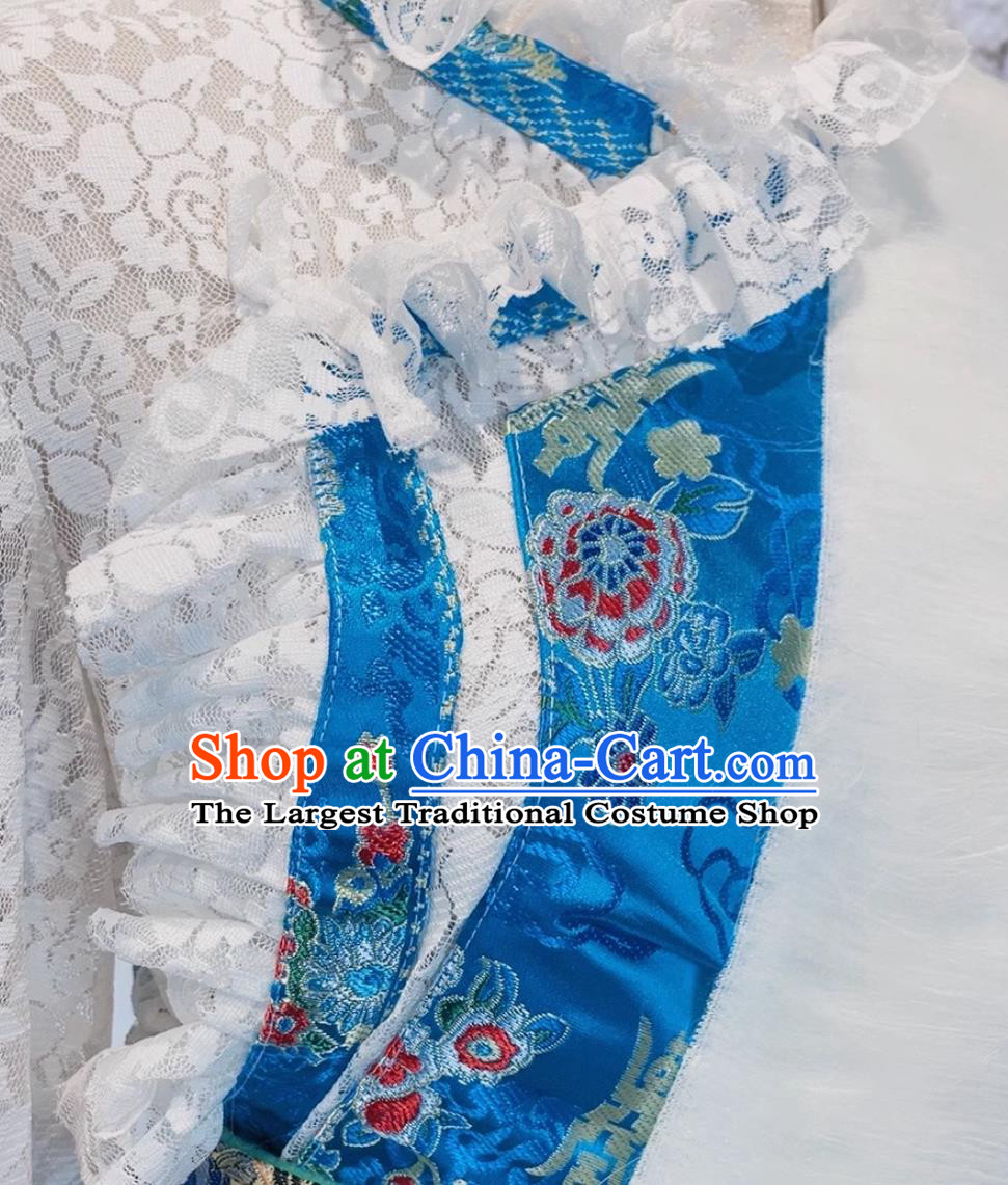 China Zang Nationality Woman Costume Xizang Ethnic Stage Performance Clothing Folk Dance Green Tibetan Robe