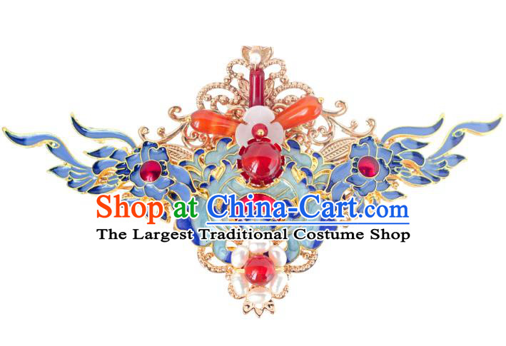 Handmade Ming Dynasty Hairpin Traditional Chinese Hanfu Hair Jewelry China Ancient Empress Cloisonne Hair Crown