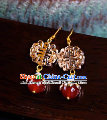 Handmade Ming Dynasty Bride Eardrops Traditional Chinese Hanfu Ear Jewelries China Ancient Empress Golden Earrings
