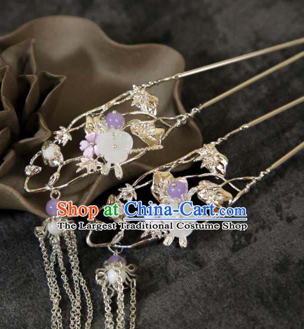 China Ancient Princess Tassel Hairpin Handmade Song Dynasty Hair Clip Traditional Chinese Hanfu Hair Jewelry