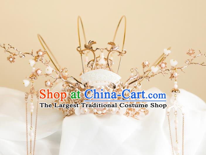 China Ancient Princess Phoenix Coronet Handmade Ming Dynasty Wedding Hair Crown Traditional Chinese Hanfu Hair Jewelry