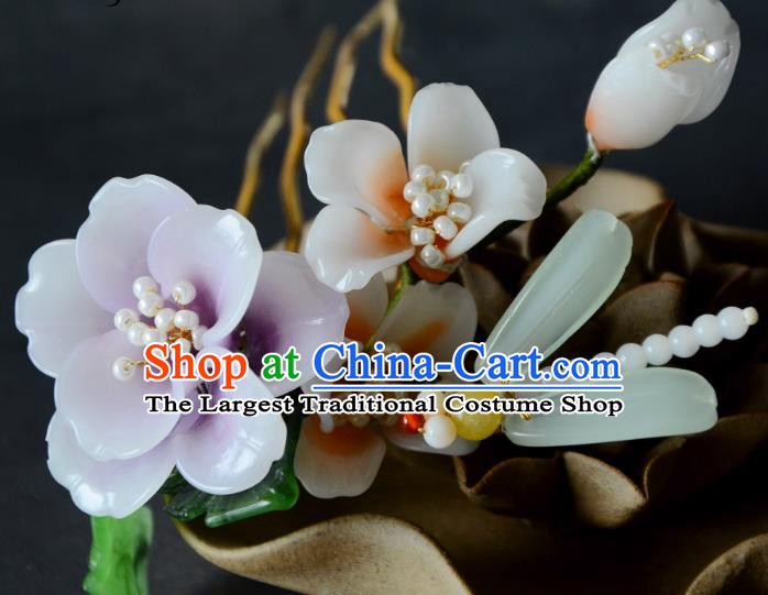 Traditional Chinese Hanfu Hair Jewelry China Ancient Princess Lilac Flower Hairpin Handmade Ming Dynasty Hair Comb