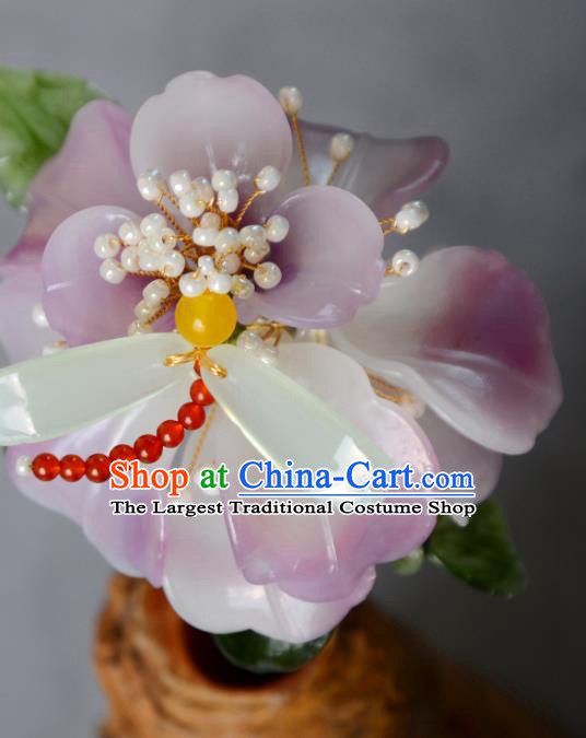 Handmade Ming Dynasty Dragonfly Hair Clip Traditional Chinese Hanfu Hair Jewelry China Ancient Princess Lilac Flower Hairpin