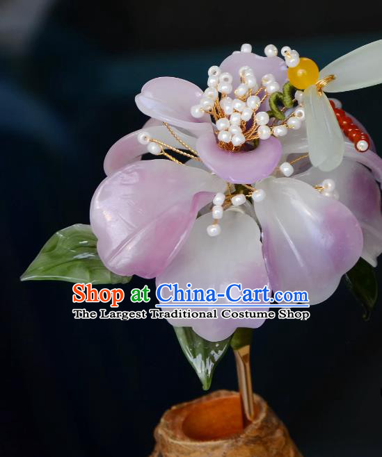Handmade Ming Dynasty Dragonfly Hair Clip Traditional Chinese Hanfu Hair Jewelry China Ancient Princess Lilac Flower Hairpin
