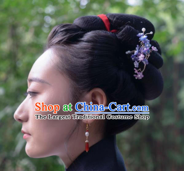 China Ancient Princess Purple Sakura Hairpin Handmade Ming Dynasty Hair Clip Traditional Chinese Hanfu Hair Jewelry