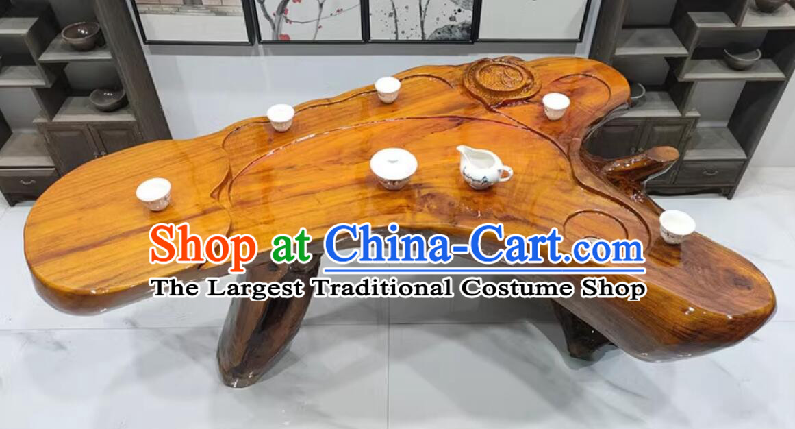 Hand Carved Times Change and Fortunes Shift Chinese Stunning Tree Root Tea Table