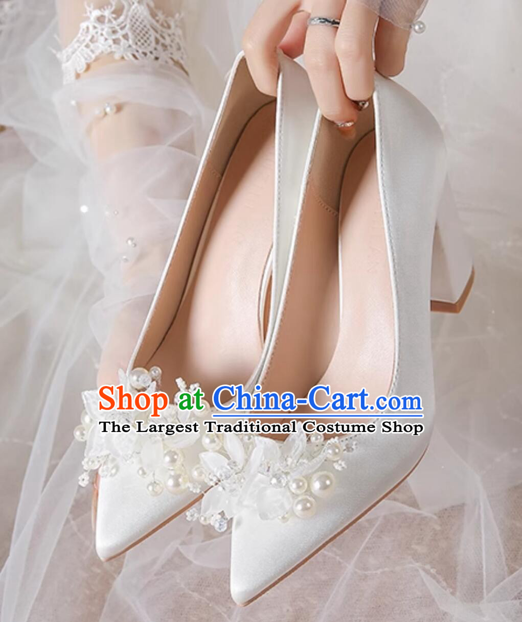 Top cm Heeled Shoes Bride Shoes White Wedding Shoes French Fashion Shoes