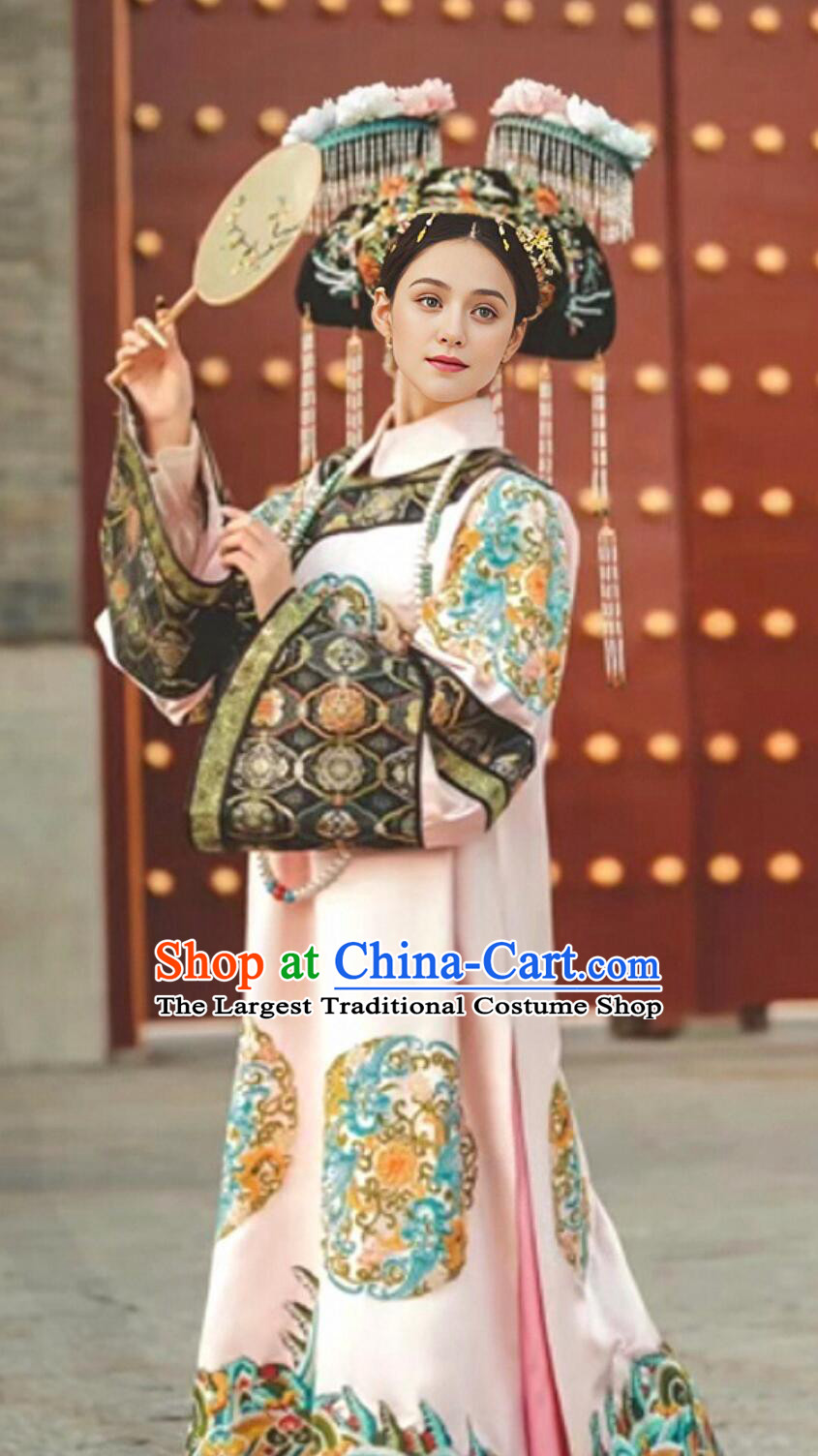 Chinese Qing Dynasty Royal Empress Pink Dress Traditional Court Woman Clothing Ancient China Imperial Consort Costume
