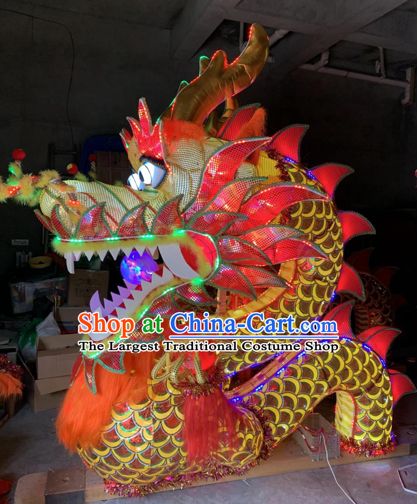 Chinese Water Decoration Dragon Lamp Handmade LED Lantern Bench Dragon