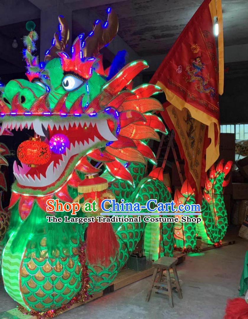Handmade LED Lantern Bench Dragon Chinese Water Decoration Green Dragon Lamp