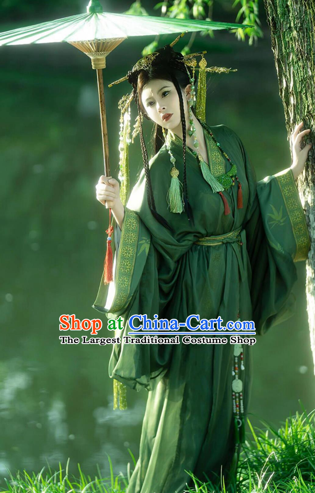 Green Warring States Robe Chinese Han Dynasty Palace Woman Hanfu Clothing Ancient China Empress Costume