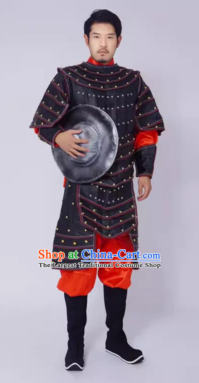 Traditional Stage Performance Hero Costume Ancient Chinese Clothing Yuan Dynasty General Armor and Helmet Complete Set
