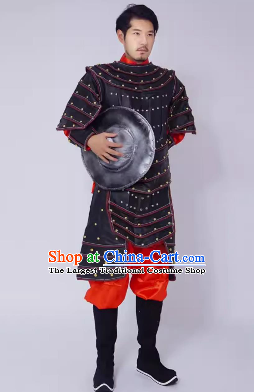 Traditional Stage Performance Hero Costume Ancient Chinese Clothing Yuan Dynasty General Armor and Helmet Complete Set