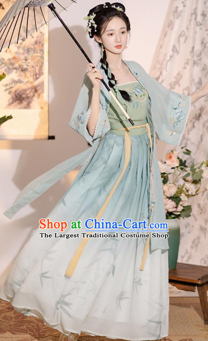 Traditional Hanfu Green Outfit Ancient Chinese Clothing China Song Dynasty Young Lady Costume