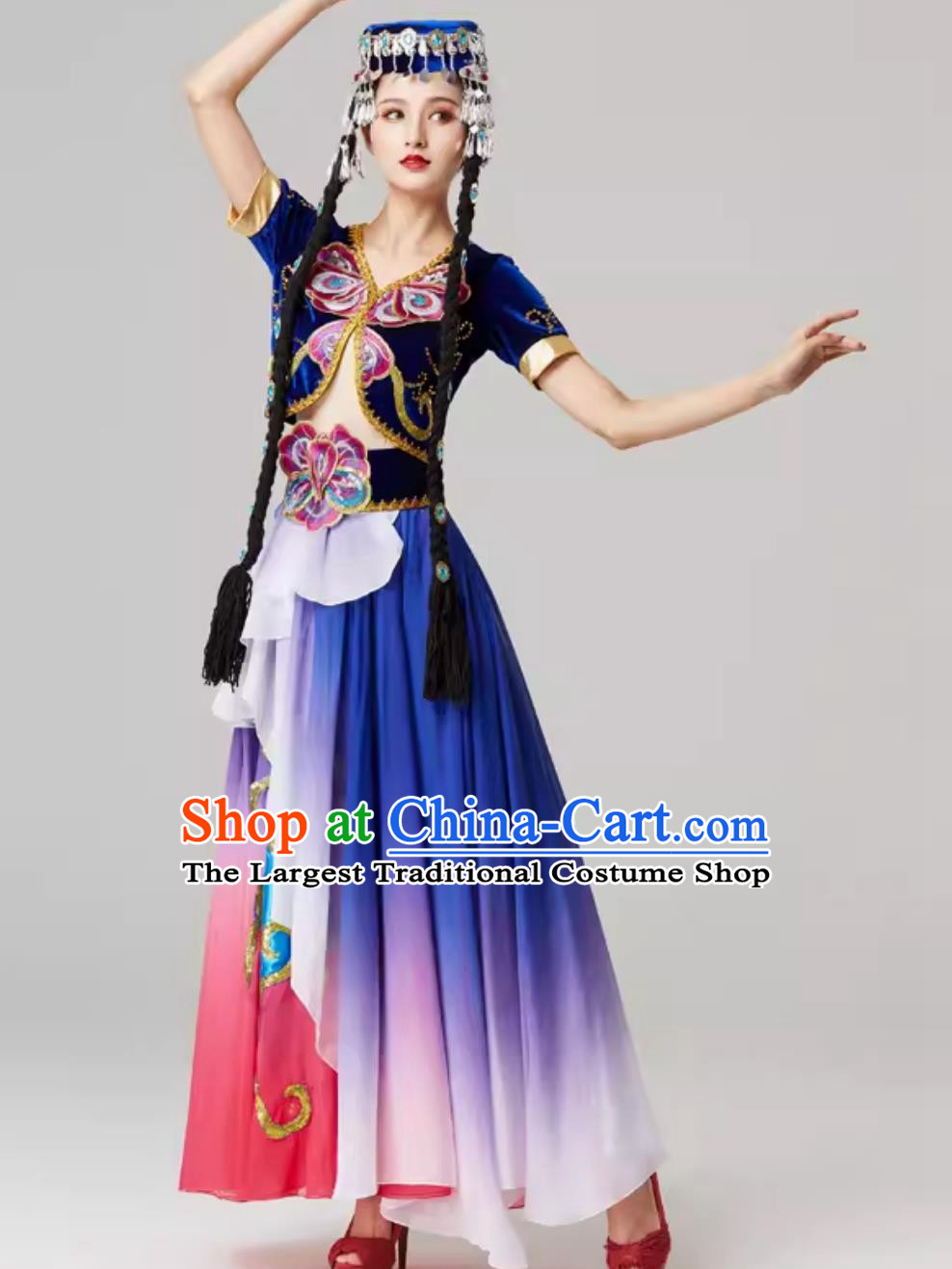China Xinjiang Dance Clothing Uyghur Minority Performance Costume Hui Dance Dress Ethnic Style Fashion