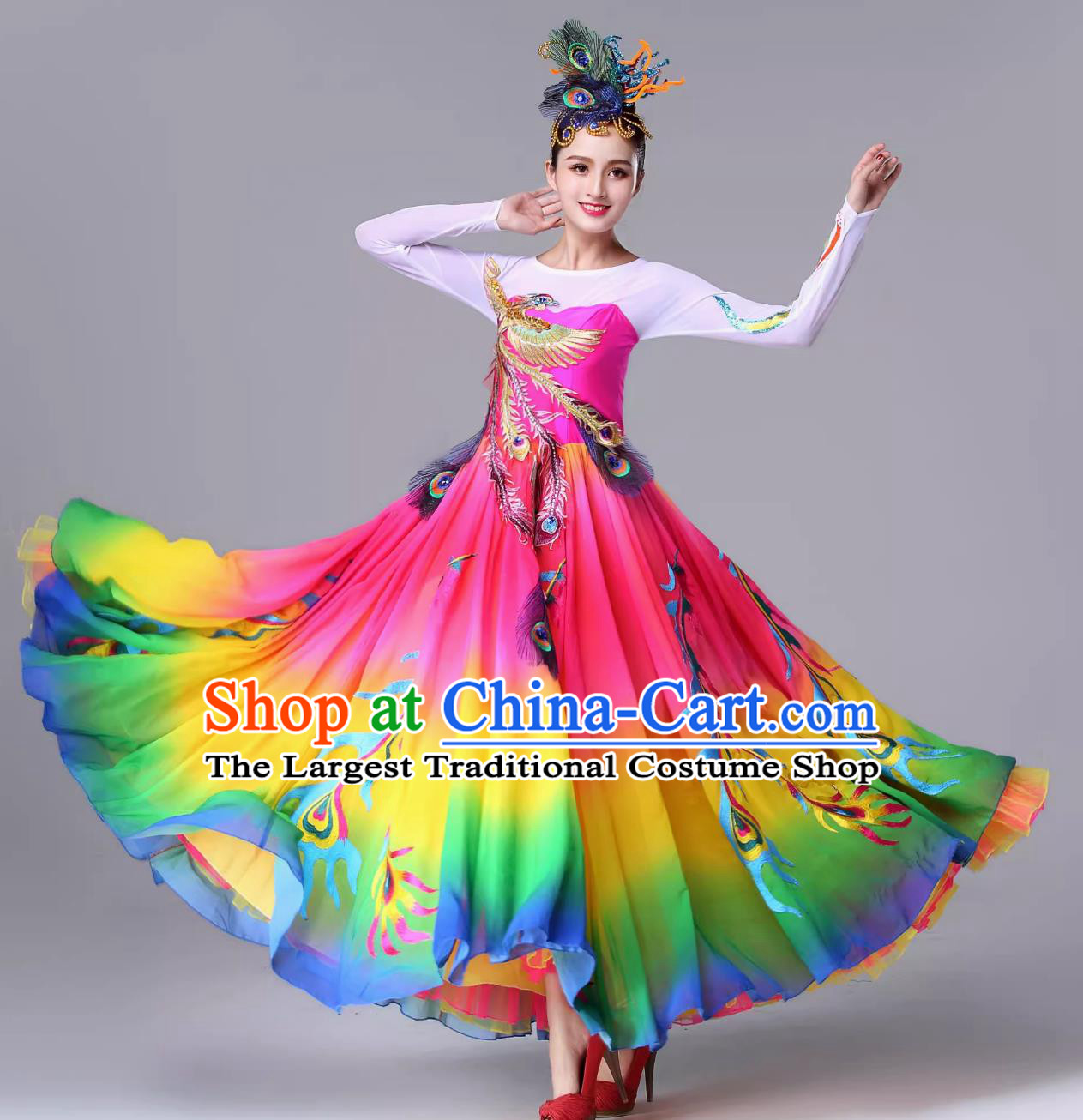 Top Opening Dance Costume Fengwei Square Dance Clothing China Female Fan Dance Dress Modern Dance Fashion