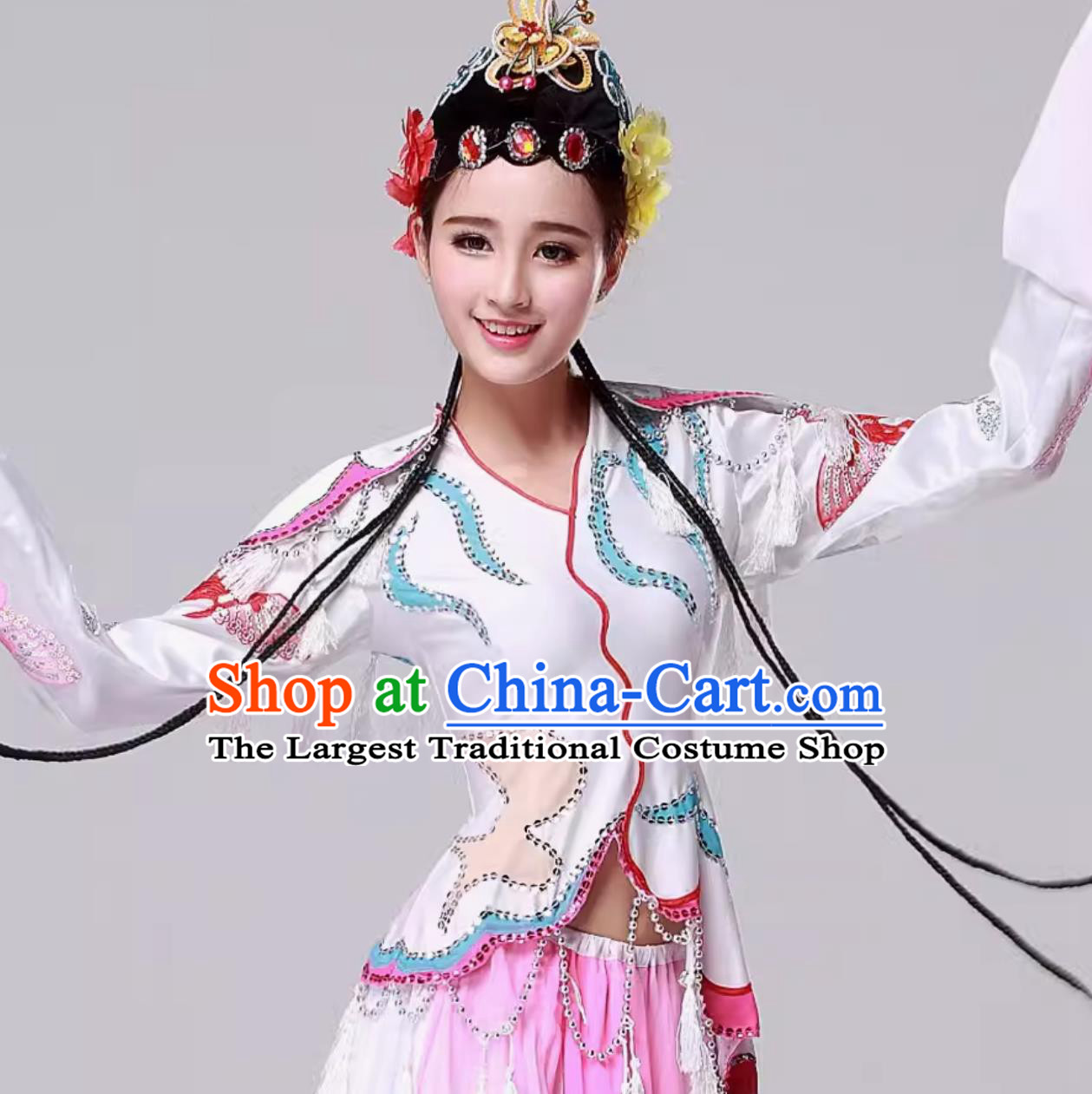 Traditional Chinese Opera Costume Women Ancient Clothing Beijing Opera Hua Tan Liang Zhu Performance Dress A Hundred Flowers Competing For Beauty Water Sleeve Dance Garment