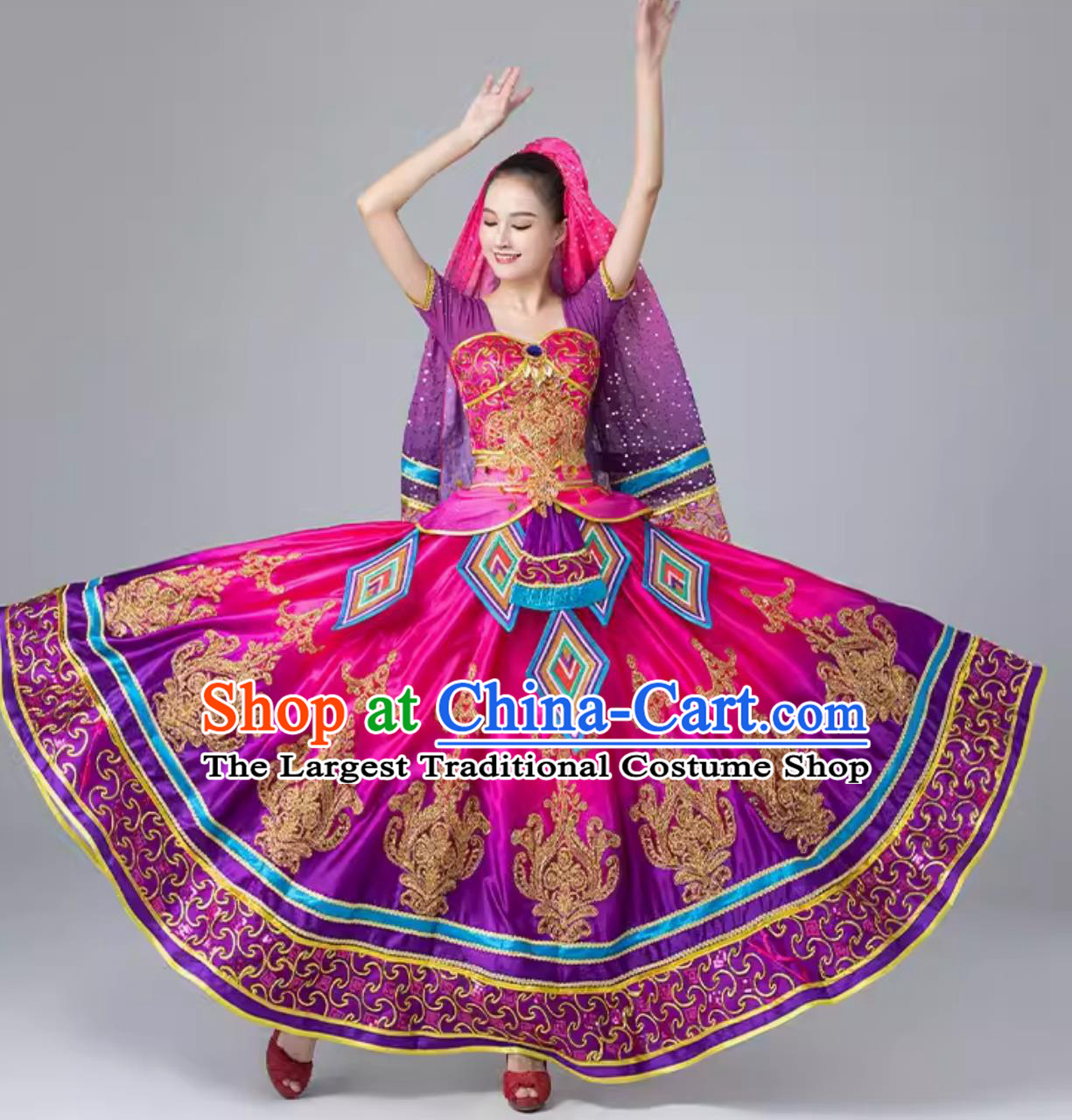 Indian Dance Performance Attire Female Exotic Dance Dress Belly Dance Costume China Xinjiang Dance Uyghur Clothing