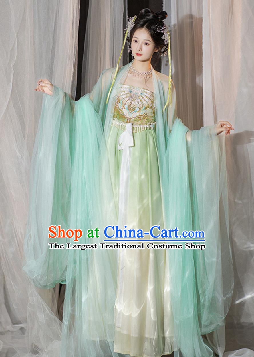 Ancient Chinese Palace Princess Costume Traditional Hanfu Green Hezi Dress China Tang Dynasty Woman Clothing