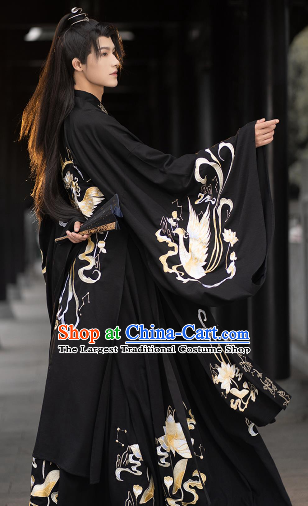 China Jin Dynasty Swordsman Clothing Ancient Chinese Young Man Costume Traditional Hanfu Black Outfit for Male