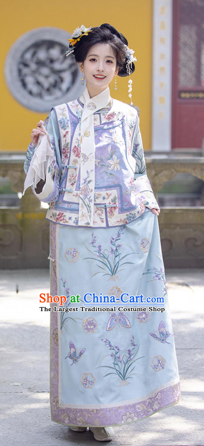 China Qing Dynasty Court Lady Qipao Dress Traditional Manchu Princess Costume Ancient Chinese Clothing Ruyi Royal Love in the Palace