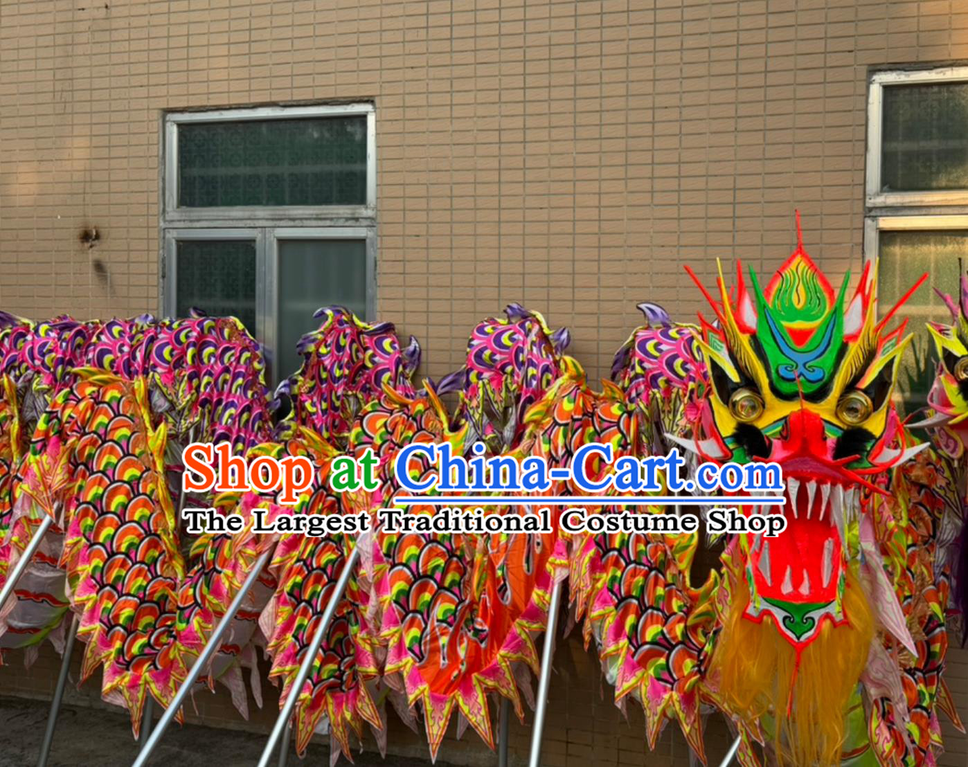 Professional Competition Dragon Dancing Prop Chinese Dragon Dance Red Fluorescent Costume Celebration Parade Dragon Costume
