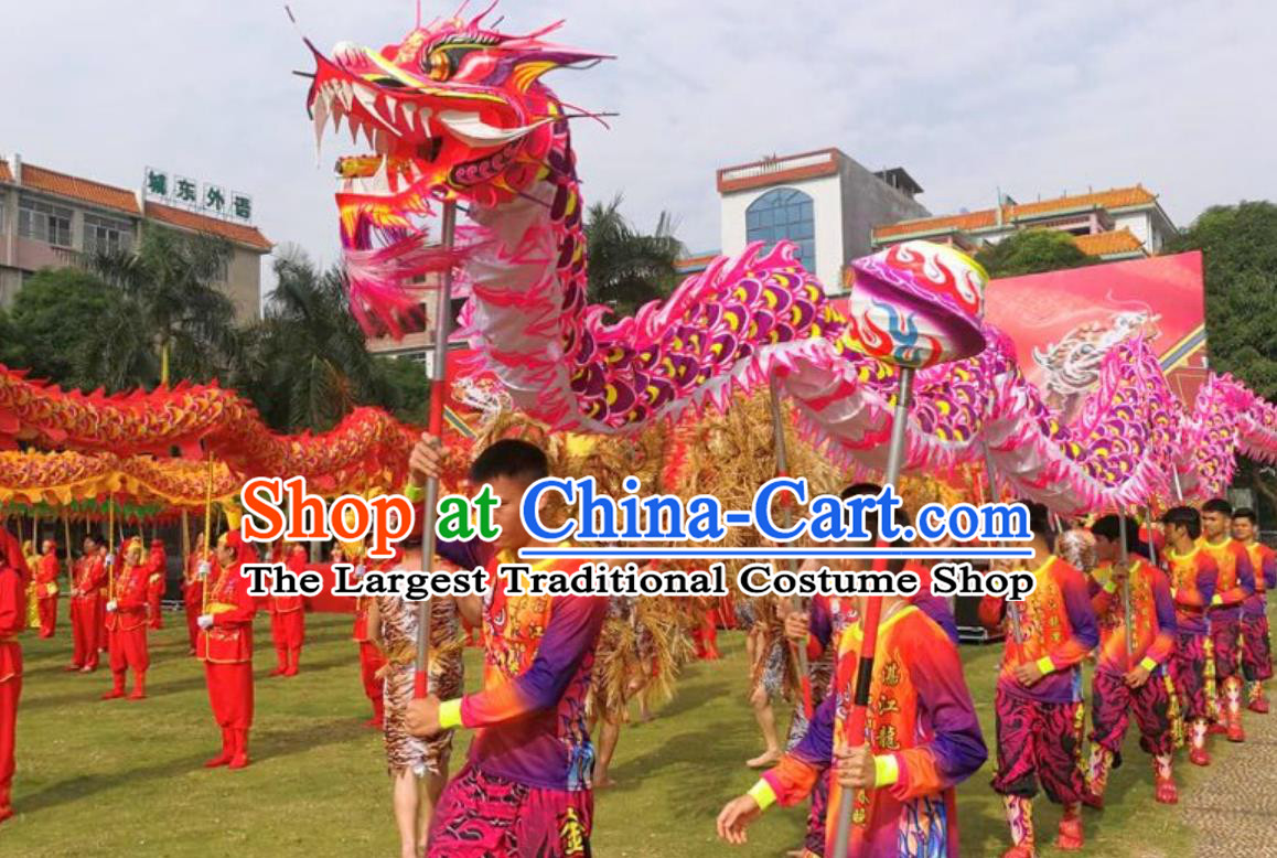 Top Celebration Parade Dragon Costume Professional Competition Dragon Dancing Prop Chinese Dragon Dance Pink Fluorescent Costume