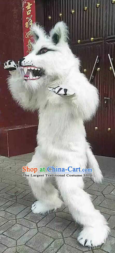 Cosplay White Fox Clothing Chinese Stage Performance Head and Garment Handmade Mascot Costume Complete Set