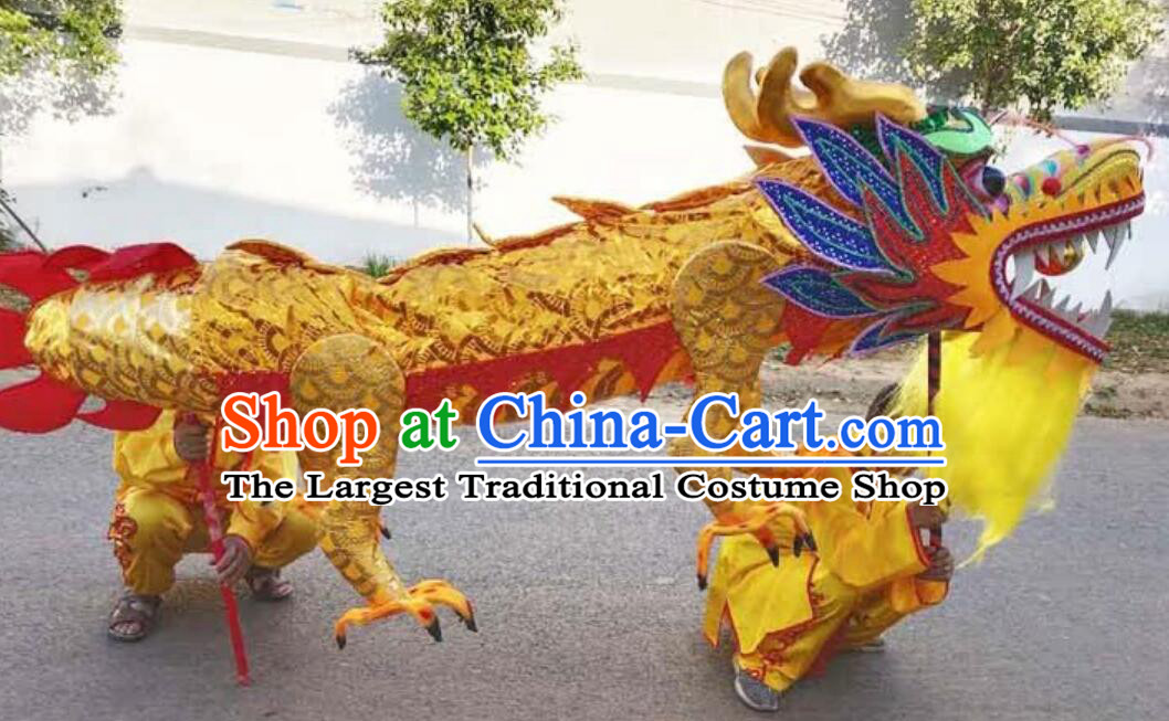 Chinese Dragon Dance Prop New Year Loong Decoration Handmade Golden Dragon Artwork