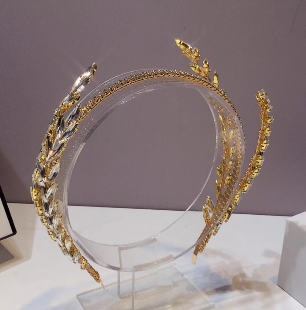 Top Wedding Golden Royal Crown Handmade Princess Headwear Bride Hair Jewelry