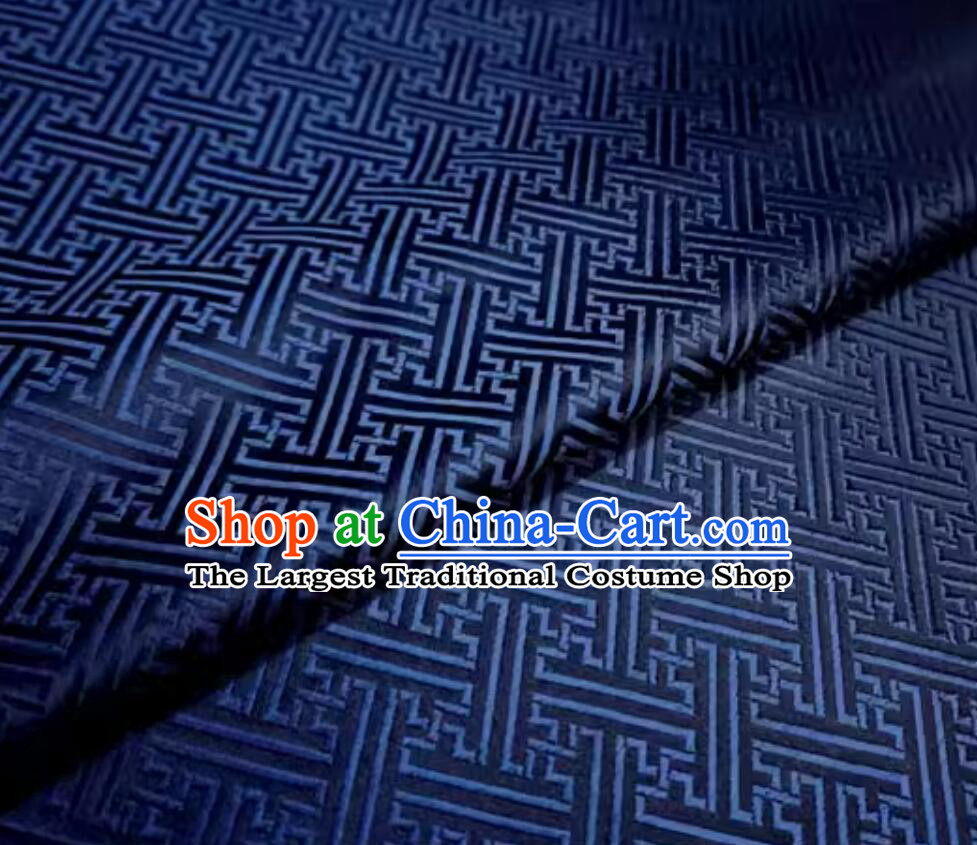 Chinese Traditional Pattern Design Navy Blue Cloth Top Brocade Fabric Tang Suit Material