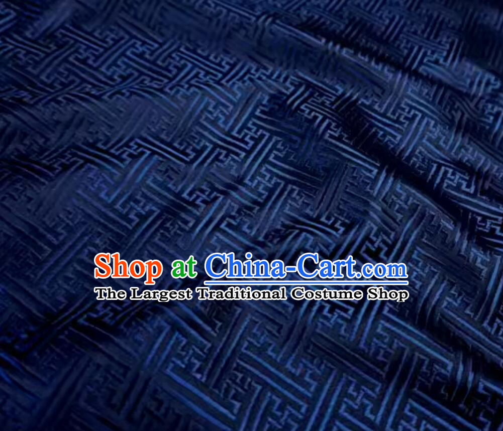 Chinese Traditional Pattern Design Navy Blue Cloth Top Brocade Fabric Tang Suit Material