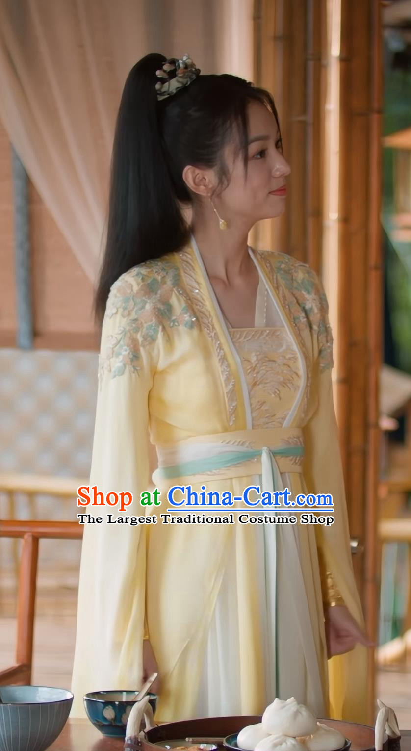 TV Series Back From The Brink Fairy Yan Hui Yellow Dresses Ancient Chinese Young Lady Garment Costumes