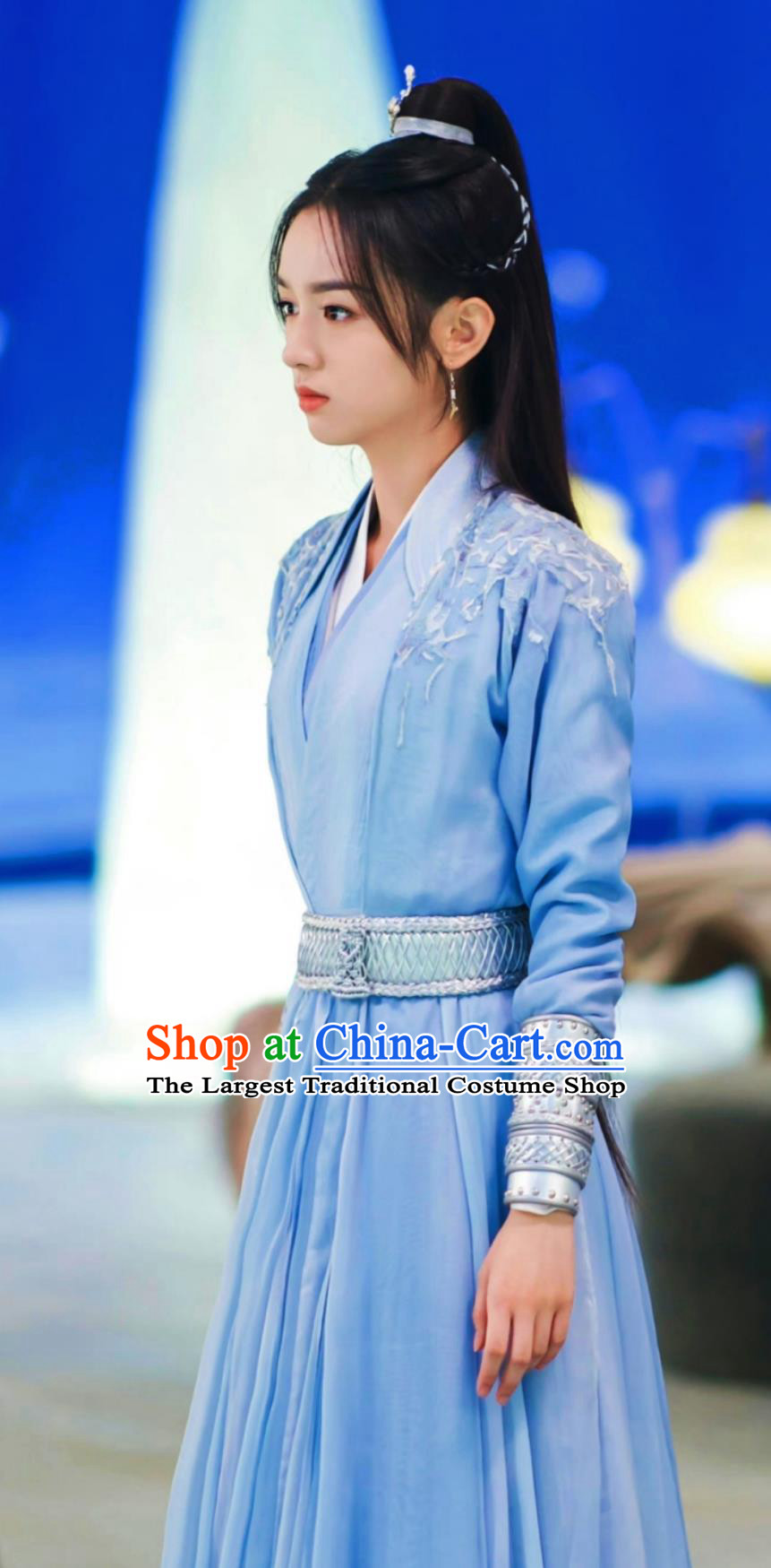 2023 TV Series Back From The Brink Heroine Yan Hui Blue Dress Ancient Chinese Female Swordsman Clothing Traditional Wuxia Costume