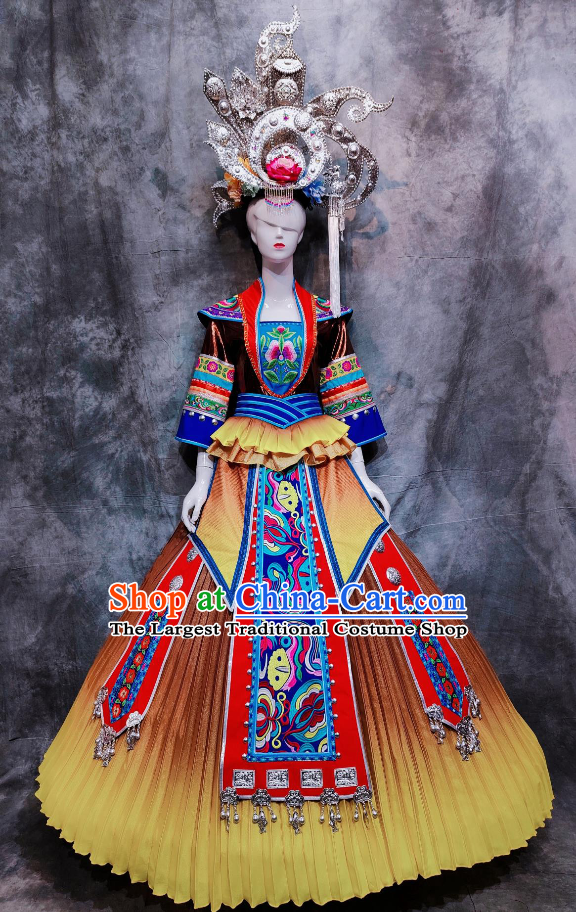 Chinese Ethnic Dance Performance Costume China Dong National Minority Woman Clothing Traditional Guizhou March 3rd Festival Dress